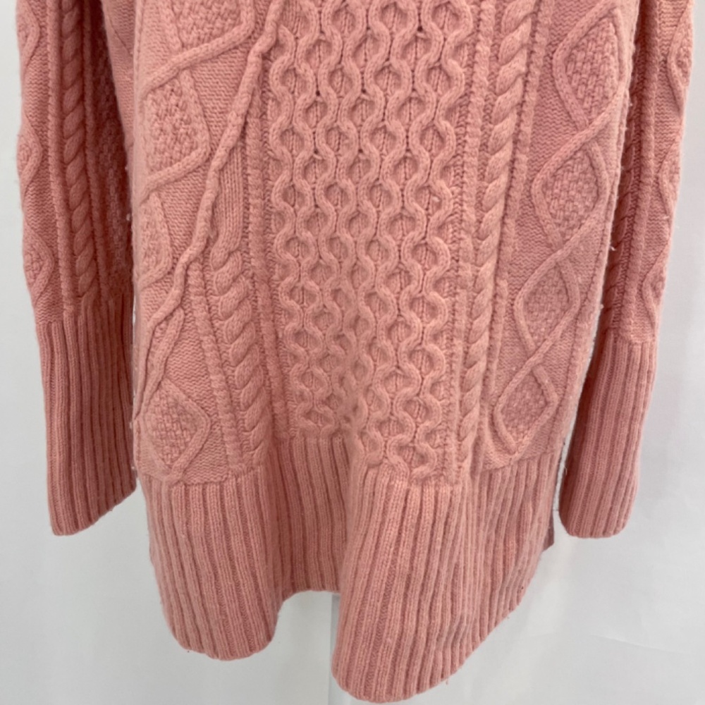J Crew Cable Knit Patchwork Wool Blend Tunic Sweater K2428 Seashell Pink Large - Picture 7 of 16